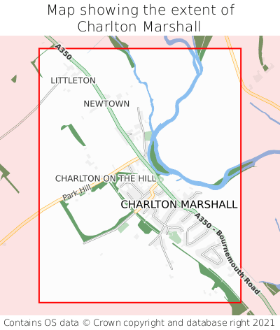 Map showing extent of Charlton Marshall as bounding box