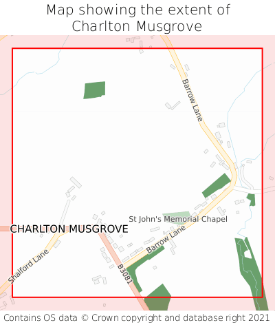 Map showing extent of Charlton Musgrove as bounding box