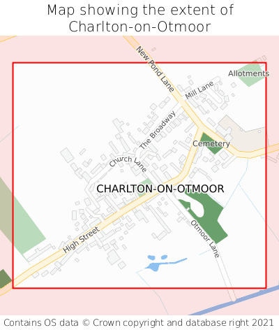 Map showing extent of Charlton-on-Otmoor as bounding box