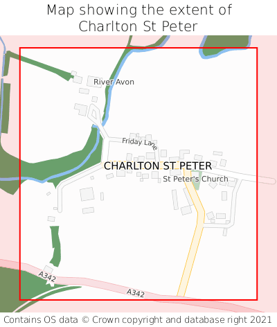 Map showing extent of Charlton St Peter as bounding box