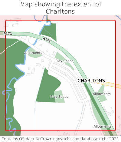 Map showing extent of Charltons as bounding box