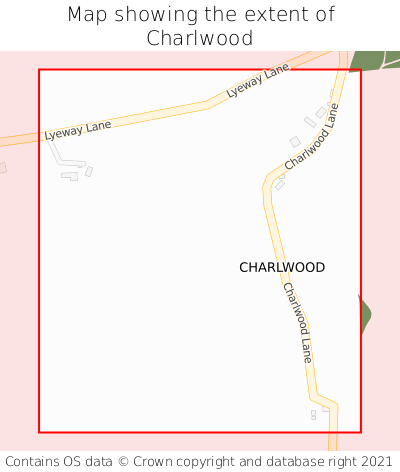 Map showing extent of Charlwood as bounding box