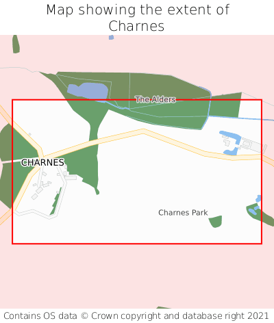 Map showing extent of Charnes as bounding box