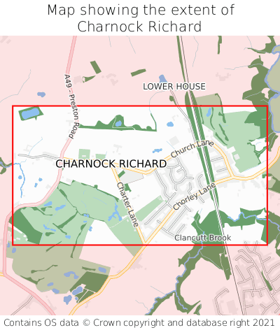 Map showing extent of Charnock Richard as bounding box