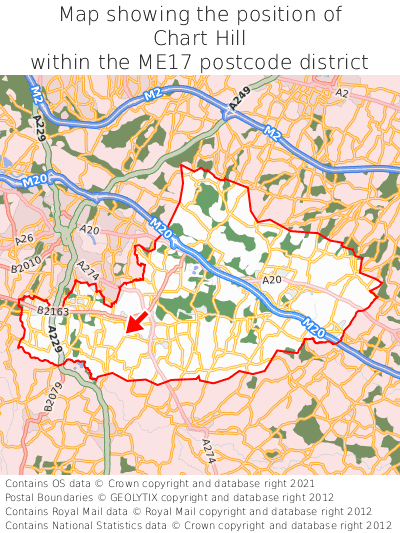 Map showing location of Chart Hill within ME17