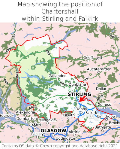 Map showing location of Chartershall within Stirling and Falkirk