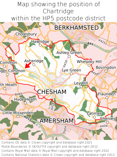 Map showing location of Chartridge within HP5
