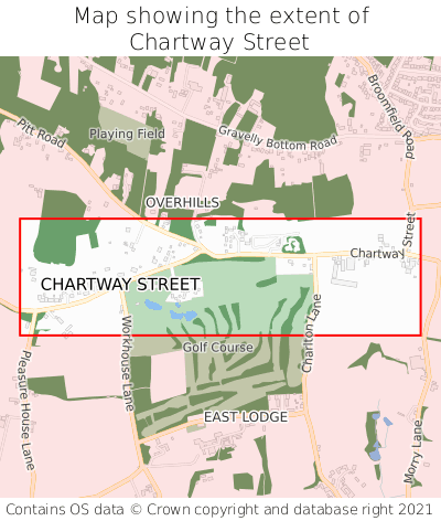 Map showing extent of Chartway Street as bounding box