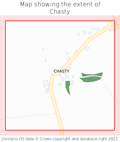 Map showing extent of Chasty as bounding box