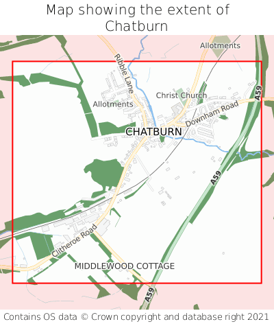 Map showing extent of Chatburn as bounding box