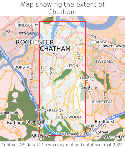 Map showing extent of Chatham as bounding box