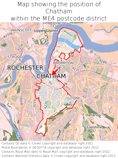 Map showing location of Chatham within ME4