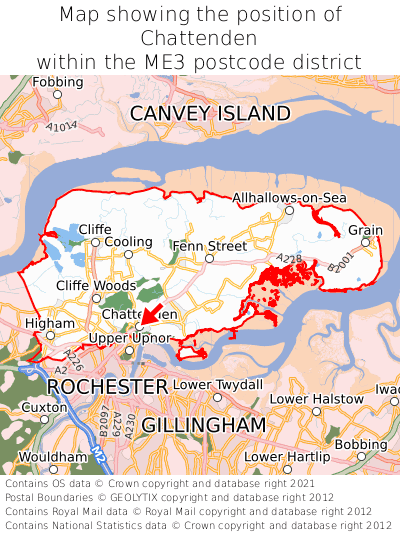 Map showing location of Chattenden within ME3