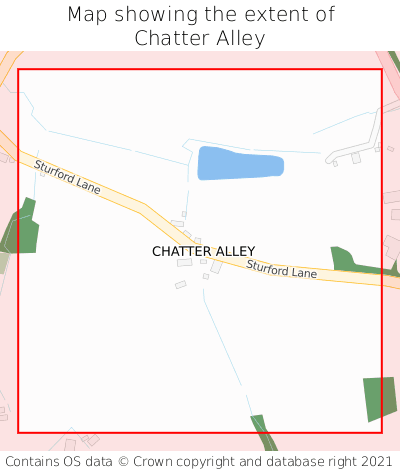 Map showing extent of Chatter Alley as bounding box