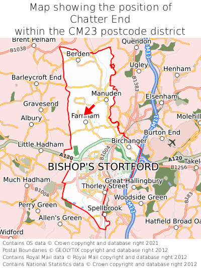 Map showing location of Chatter End within CM23