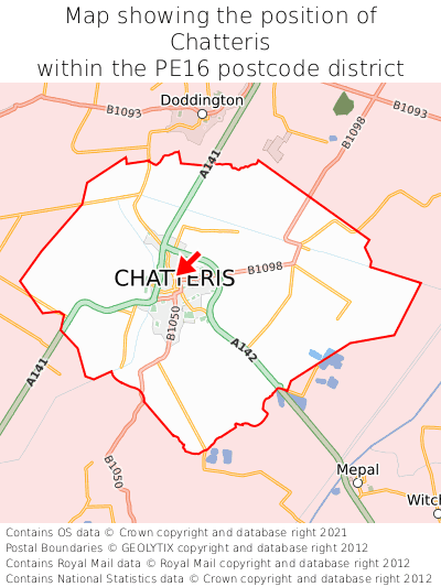 Map showing location of Chatteris within PE16