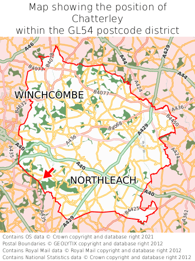 Map showing location of Chatterley within GL54