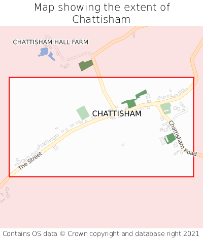 Map showing extent of Chattisham as bounding box