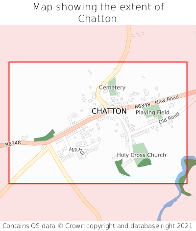 Map showing extent of Chatton as bounding box