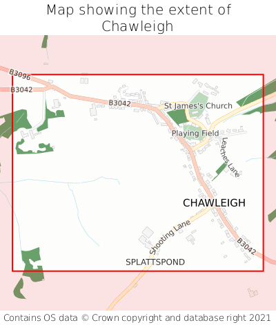 Map showing extent of Chawleigh as bounding box
