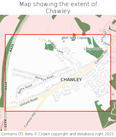 Map showing extent of Chawley as bounding box
