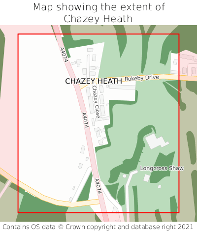Map showing extent of Chazey Heath as bounding box
