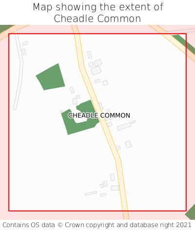 Map showing extent of Cheadle Common as bounding box