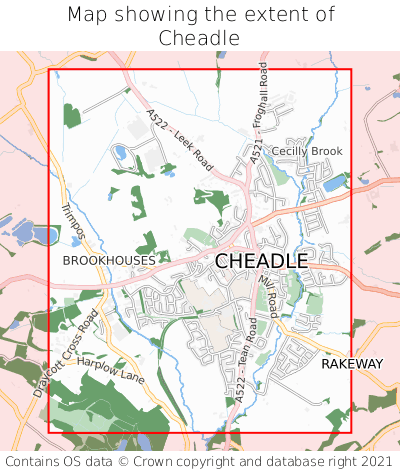 Map showing extent of Cheadle as bounding box