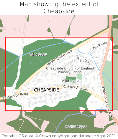 Map showing extent of Cheapside as bounding box