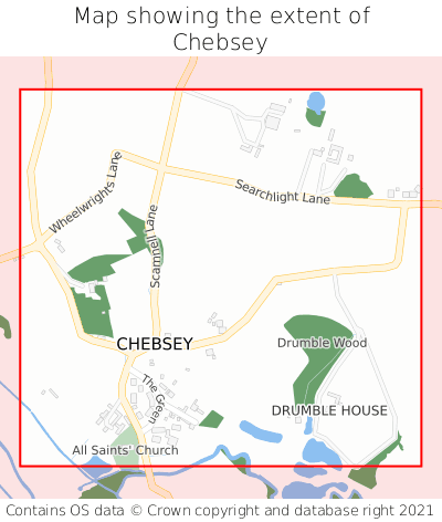 Map showing extent of Chebsey as bounding box