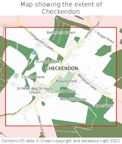 Map showing extent of Checkendon as bounding box