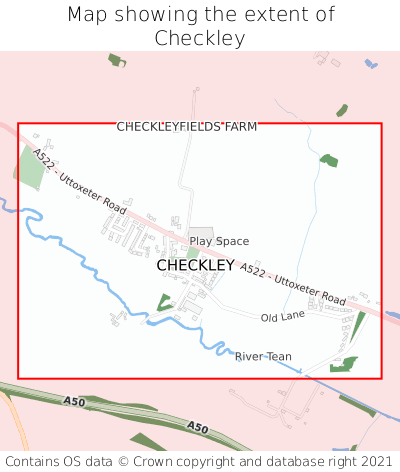 Map showing extent of Checkley as bounding box