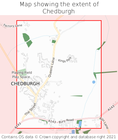 Map showing extent of Chedburgh as bounding box