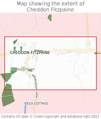 Map showing extent of Cheddon Fitzpaine as bounding box