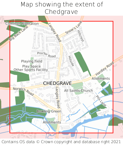 Map showing extent of Chedgrave as bounding box