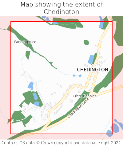 Map showing extent of Chedington as bounding box
