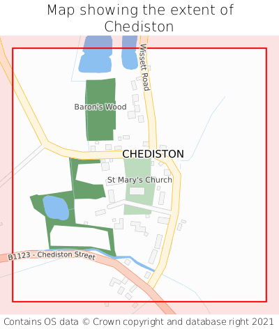 Map showing extent of Chediston as bounding box