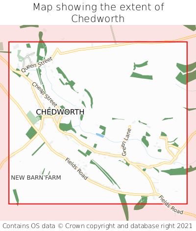 Map showing extent of Chedworth as bounding box