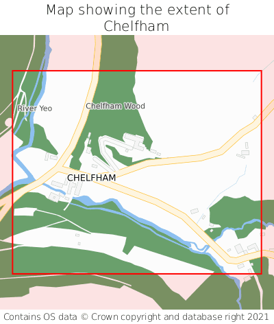 Map showing extent of Chelfham as bounding box