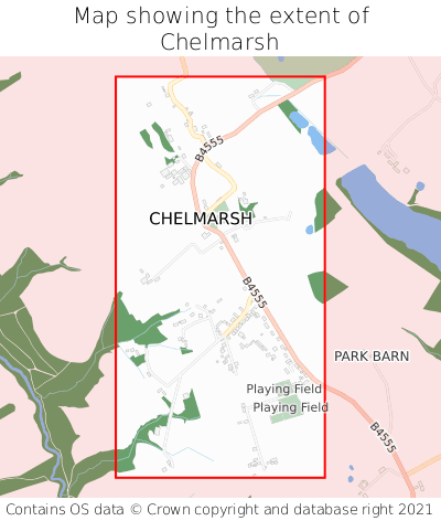 Map showing extent of Chelmarsh as bounding box