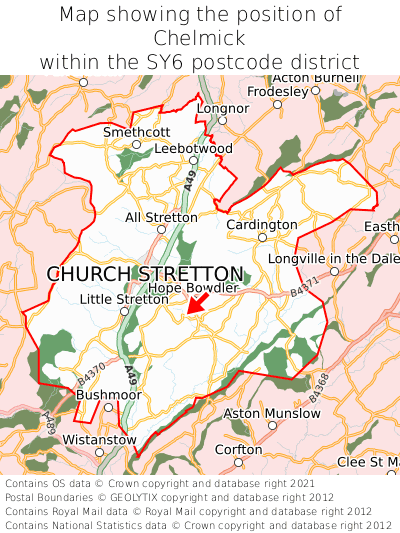 Map showing location of Chelmick within SY6