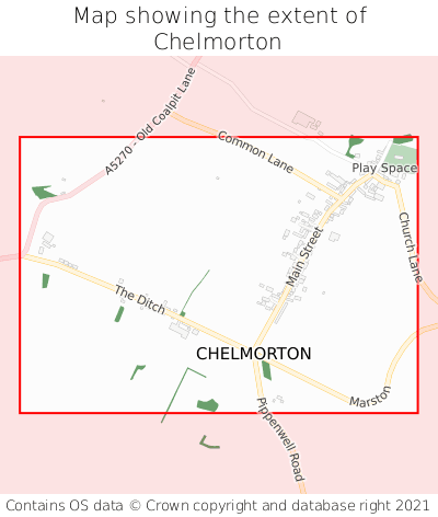 Map showing extent of Chelmorton as bounding box