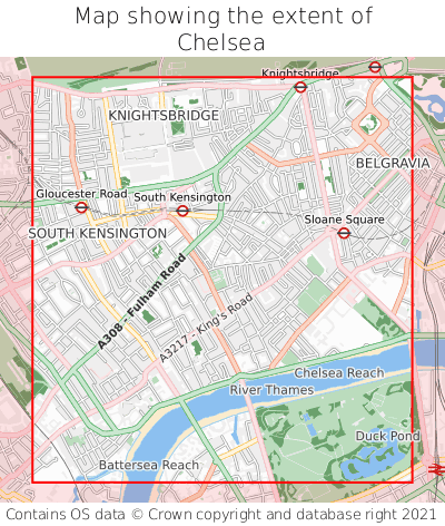 Map showing extent of Chelsea as bounding box