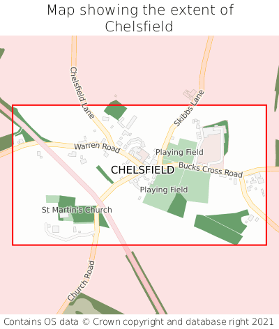 Map showing extent of Chelsfield as bounding box
