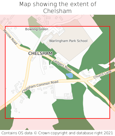 Map showing extent of Chelsham as bounding box