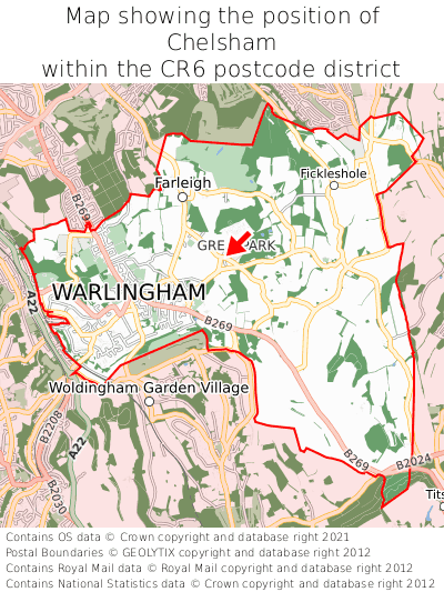 Map showing location of Chelsham within CR6