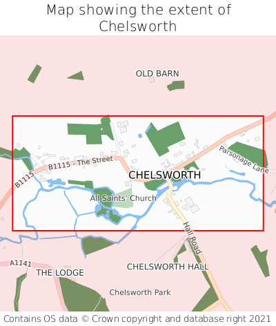 Map showing extent of Chelsworth as bounding box