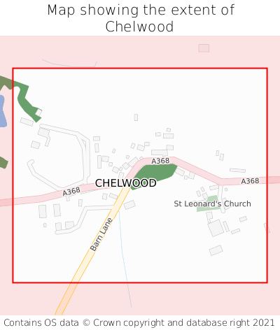 Map showing extent of Chelwood as bounding box