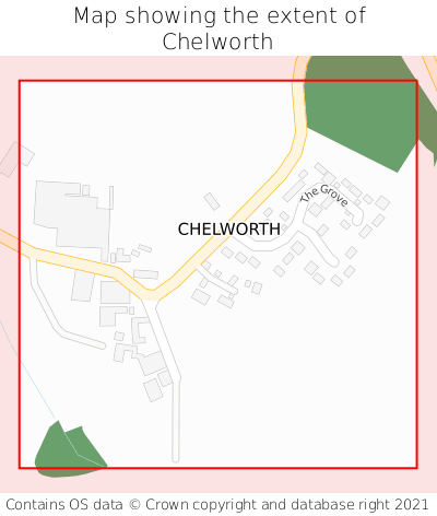 Map showing extent of Chelworth as bounding box