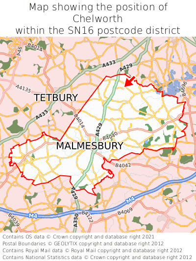 Map showing location of Chelworth within SN16